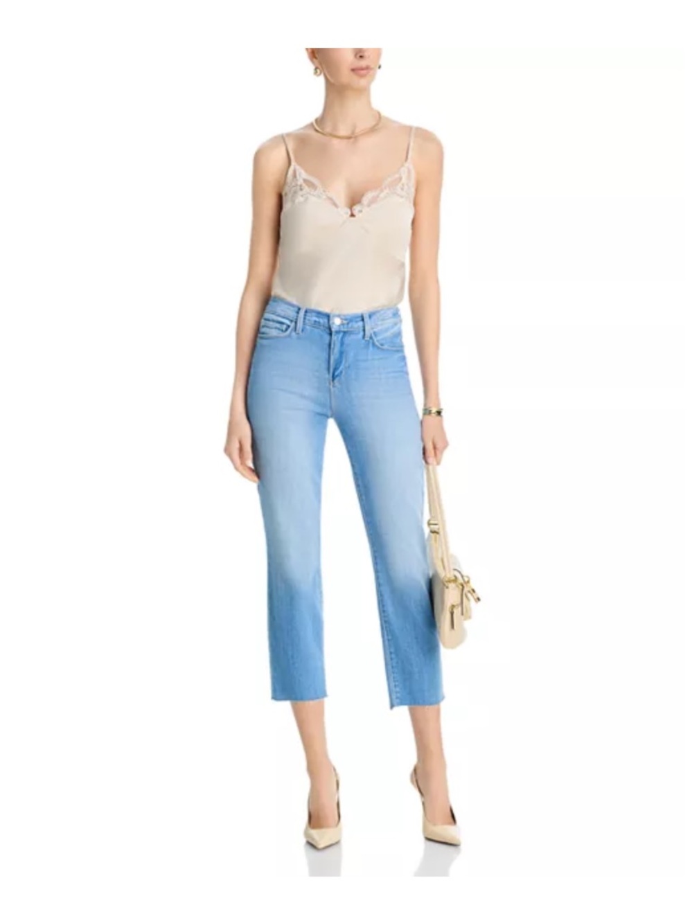 L’AGENCE Sada high rise cropped raw hem jeans